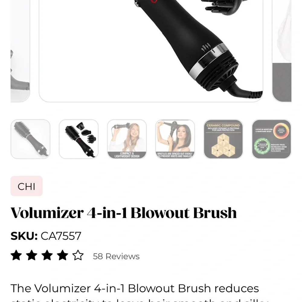 $125. CHI Black Volumizer 4-in-1 Blowout Brush top of the line. New never used! - Picture 12 of 16